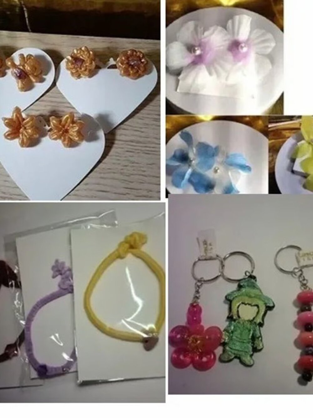 Earrings  bracelets and key rings 12 pcs
